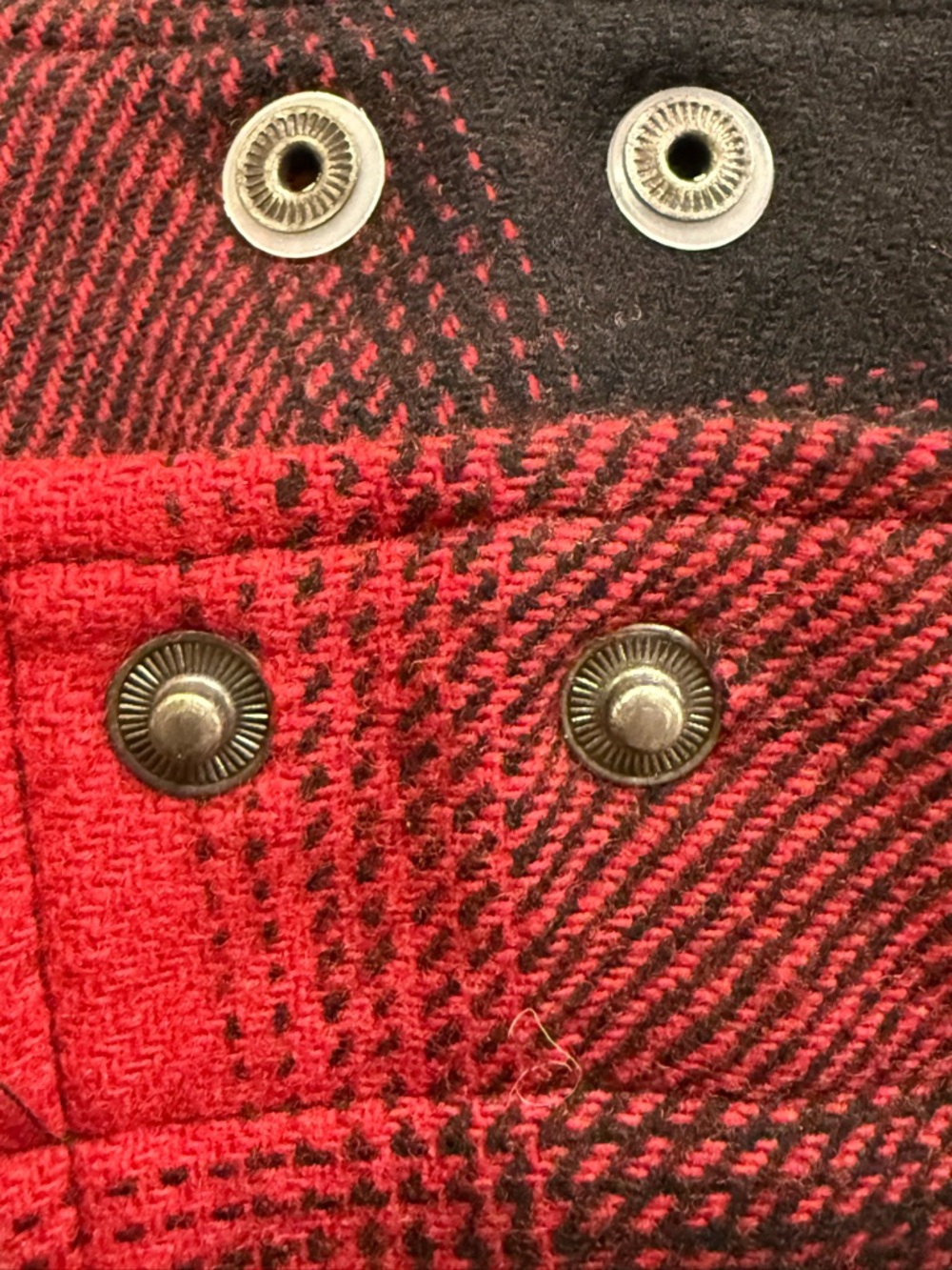 Vintage Pendleton Buffalo Plaid Red and Black Wool Blend Wrap Mini Skirt Size 14 - Picture 3 of 6